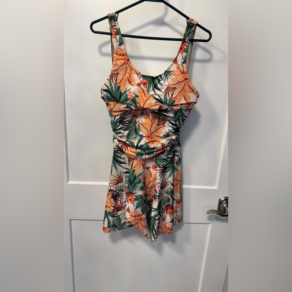 SHEIN Tropical Floral Print Bathing Suit Dress Style
